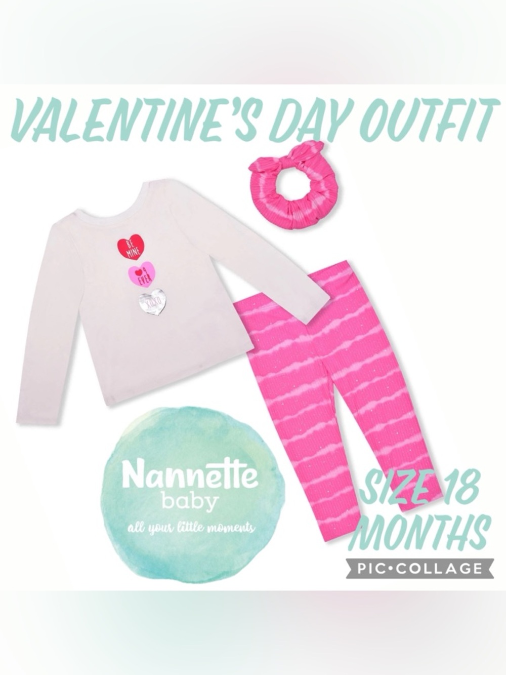 Nannette Baby Girls Valentines Day Long Sleeve Shirt Legging Set Size 18 Months